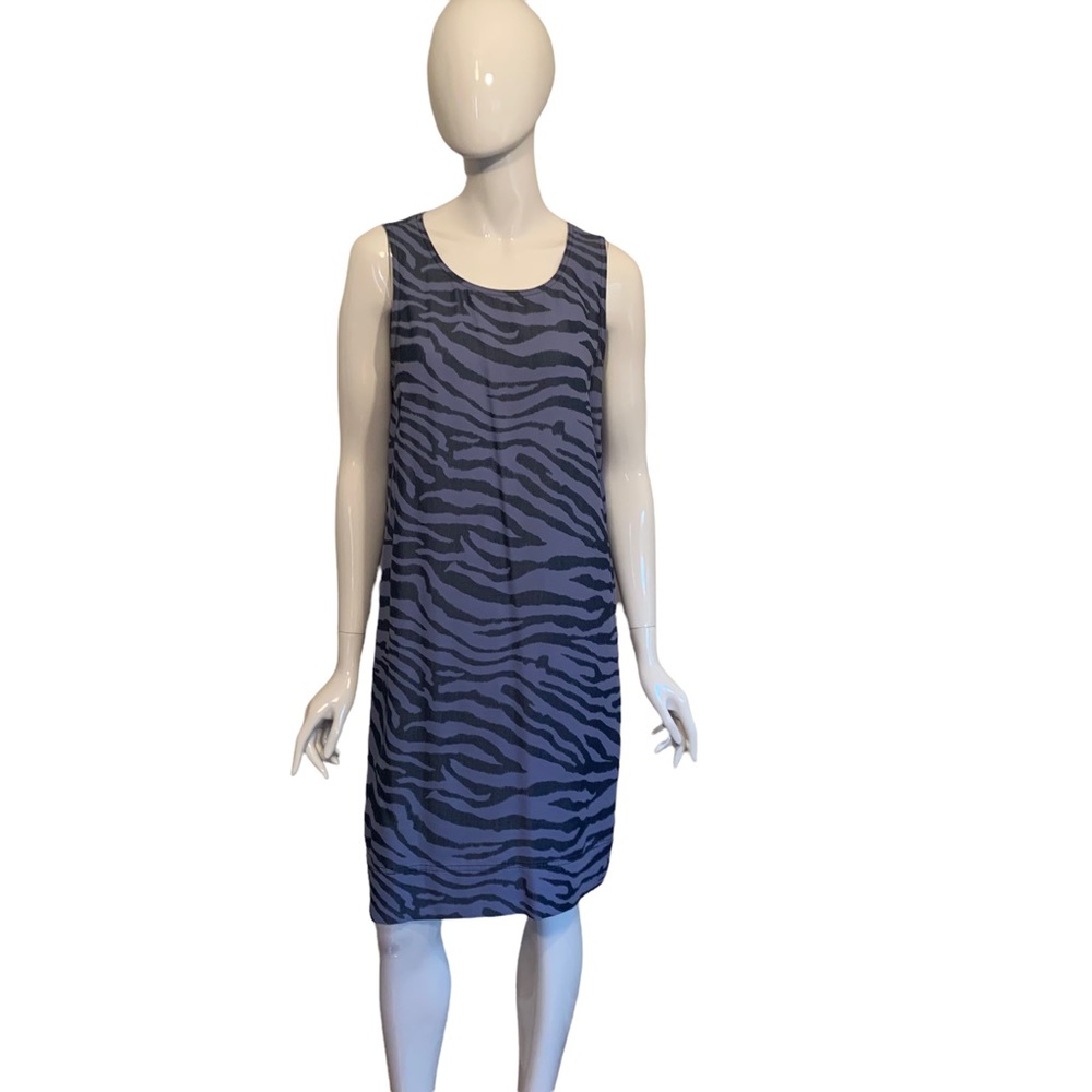 Tommy Bahama Dress XL Blue Black Zebra Print Knee Length Sleeveless